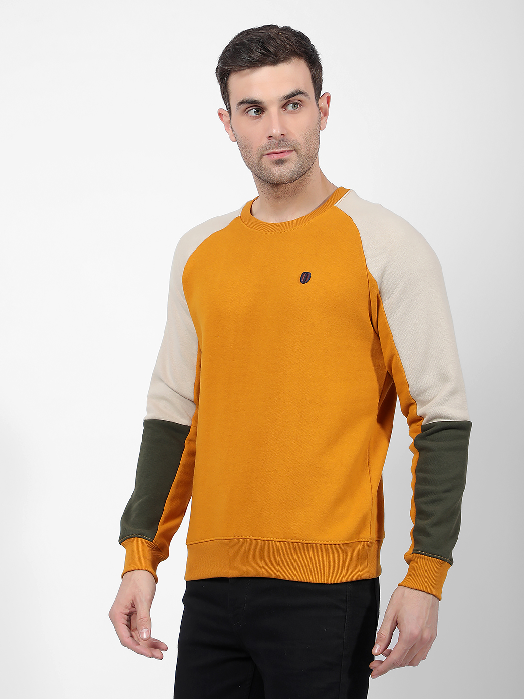Numero Uno Men Orange Crew Neck Regular Fit Sweatshirt